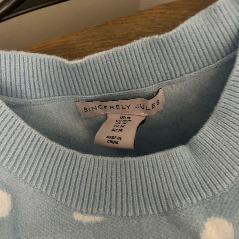 Sincerely Jules Sky Blue Polka Dot Sweater